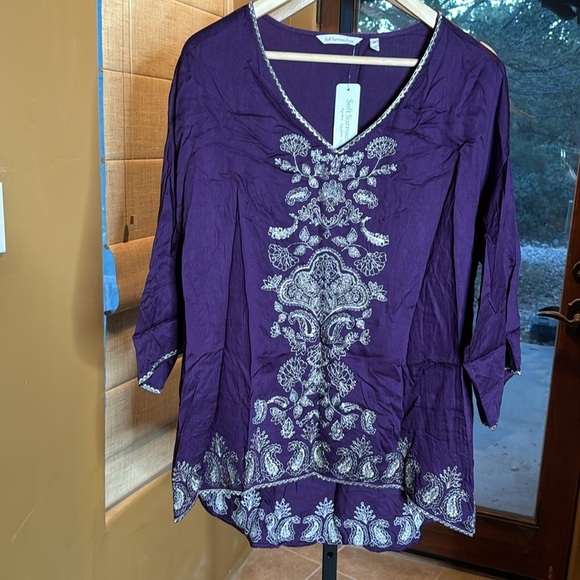 NWT Soft Surroundings Idaira Purple Embroidered Tunic Top Size Medium - Picture 2 of 11